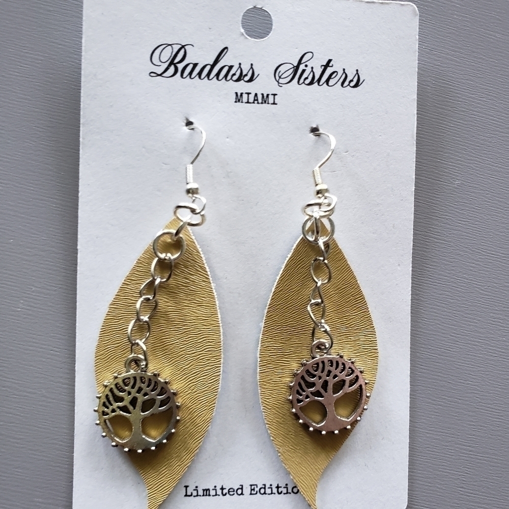 Tree of Life Earrings Faux Leather